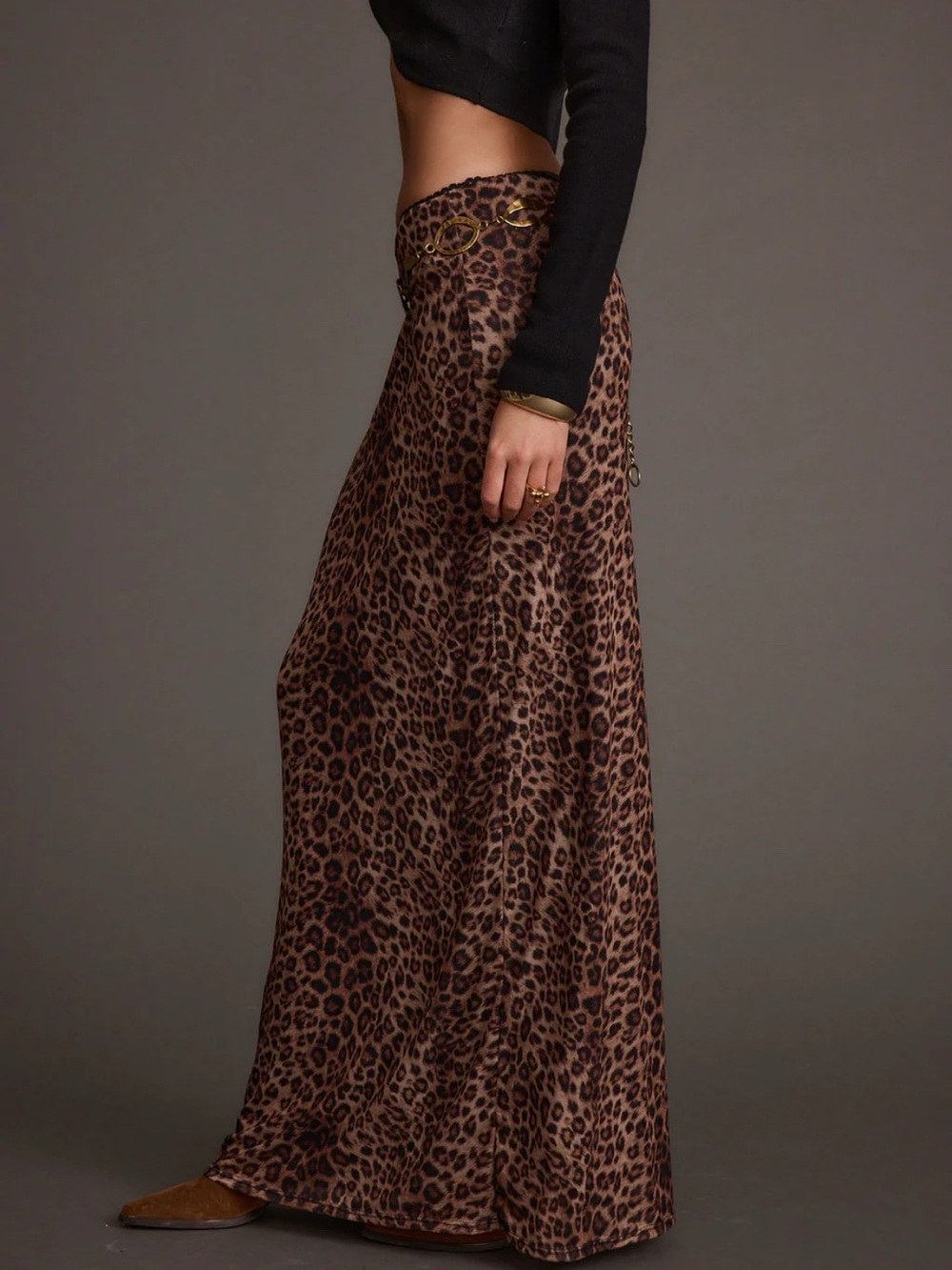 12th Tribe Julia Leopard Print Maxi Skirt BNWT Size S - Picture 3 of 4